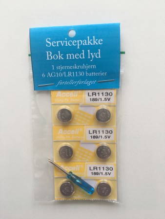 6 batterier + skrujern - Servicepakke Bok med lyd